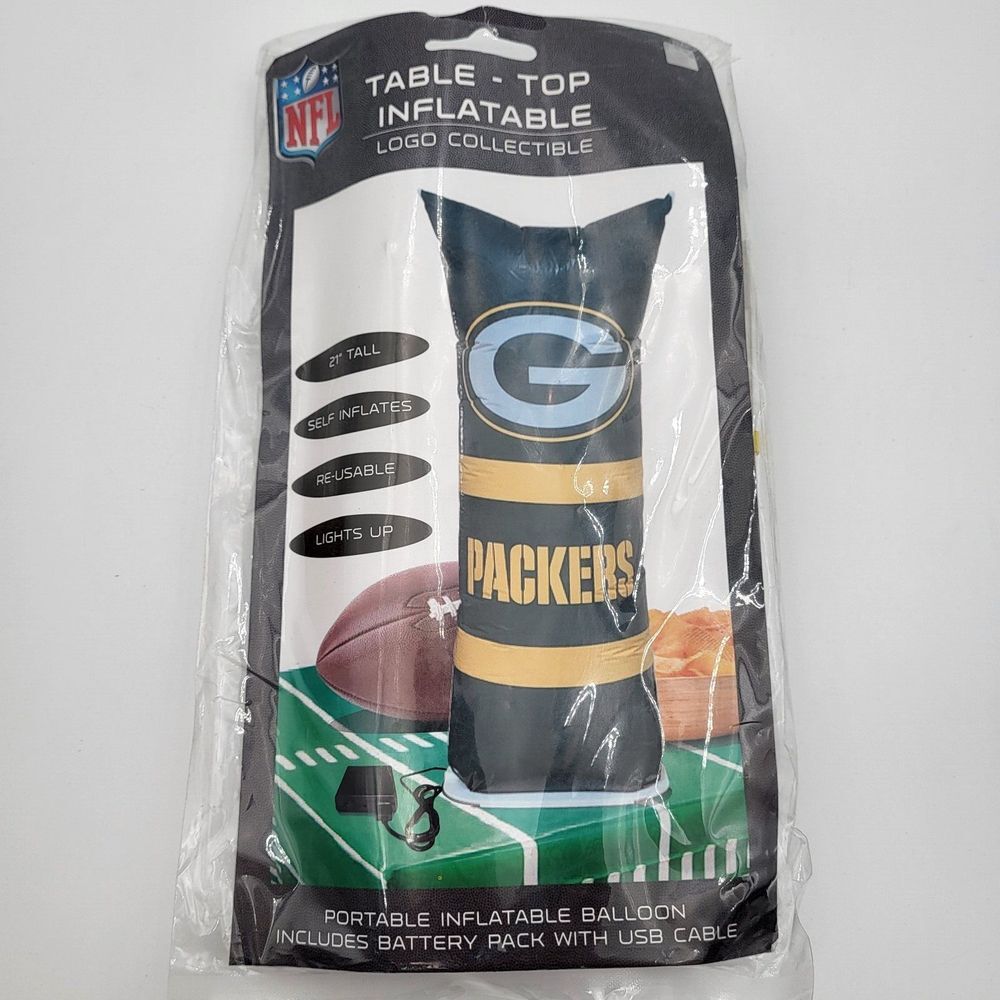 Green‎ Bay Packers Table Top Inflatable 21" Self Inflates Re-Usable Lights Up
